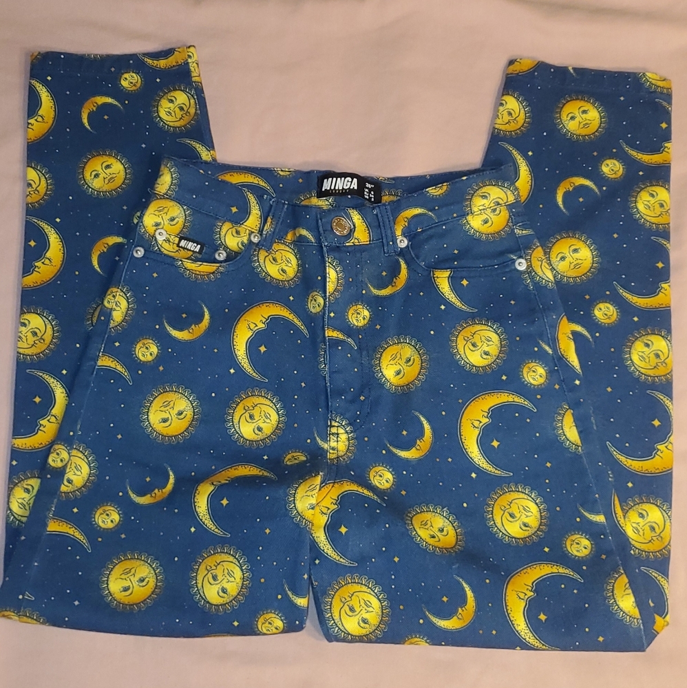 Minga London Blue and Yellow mom jeans